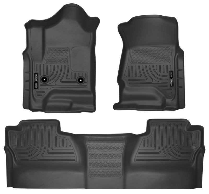 Chevrolet Silverado Floor Liners - Front + 2nd Seat - Husky Liners - WeatherBeater - Black - `14-`27